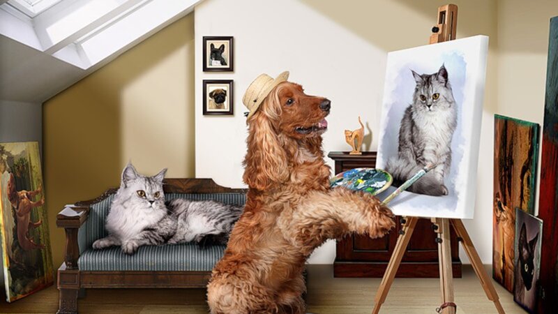 Dog Painting Cat Portrait