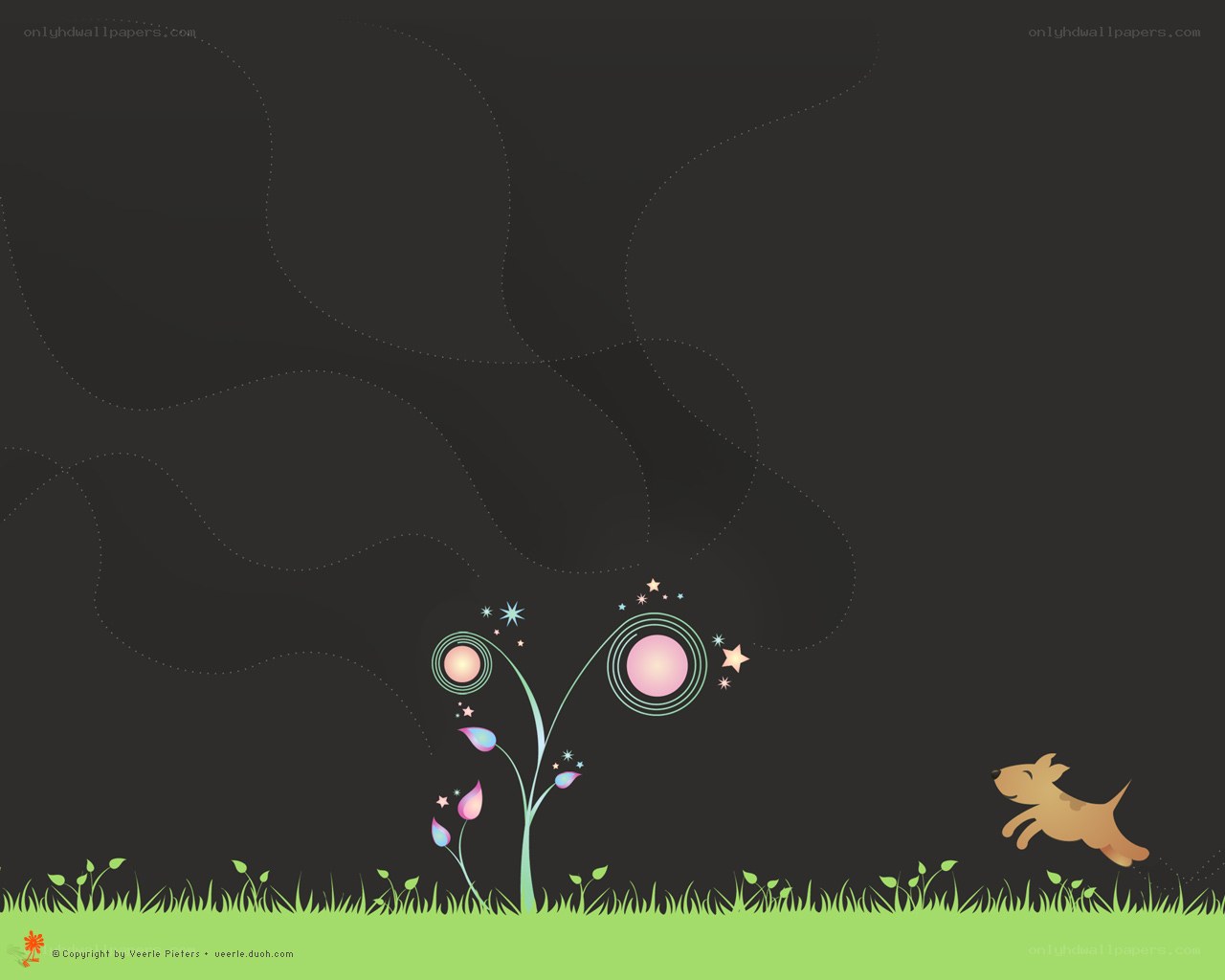 dog running in dreamy garden