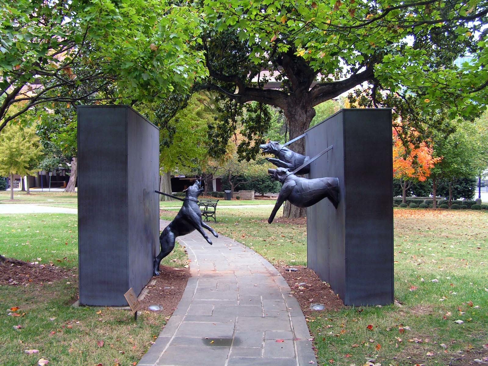Dog sculpture in park