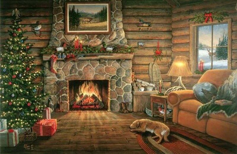 Dog Sleeping by Fireplace — Brown, Cozy