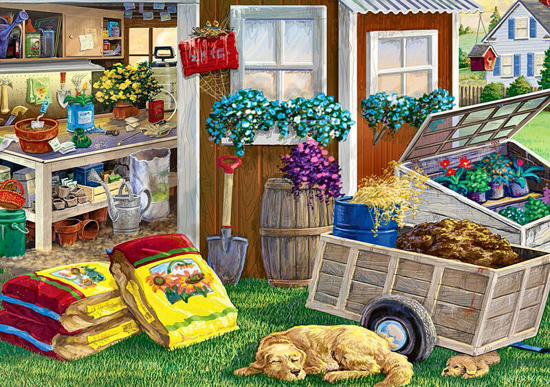 Dog Sleeping in Garden