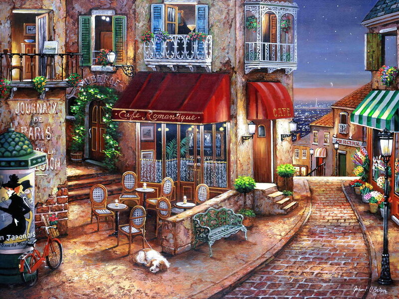 Dog Sleeping on Cobblestone