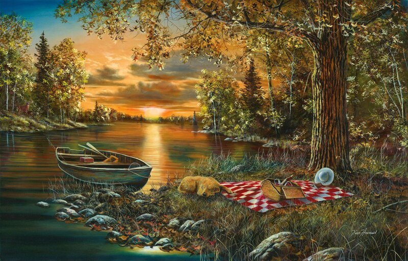 Dog Sleeping on Picnic Blanket