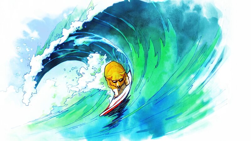 Dog Surfing a Wave