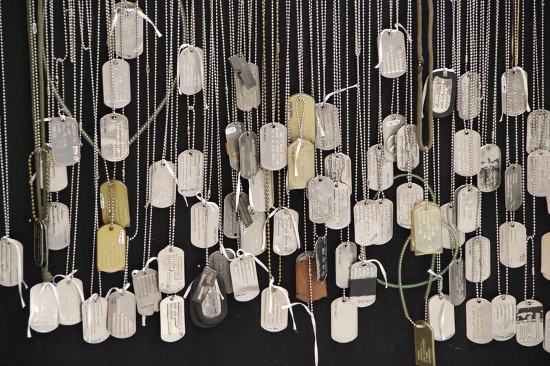 dog tags on display