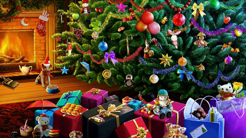 Dog under Christmas Tree — Green