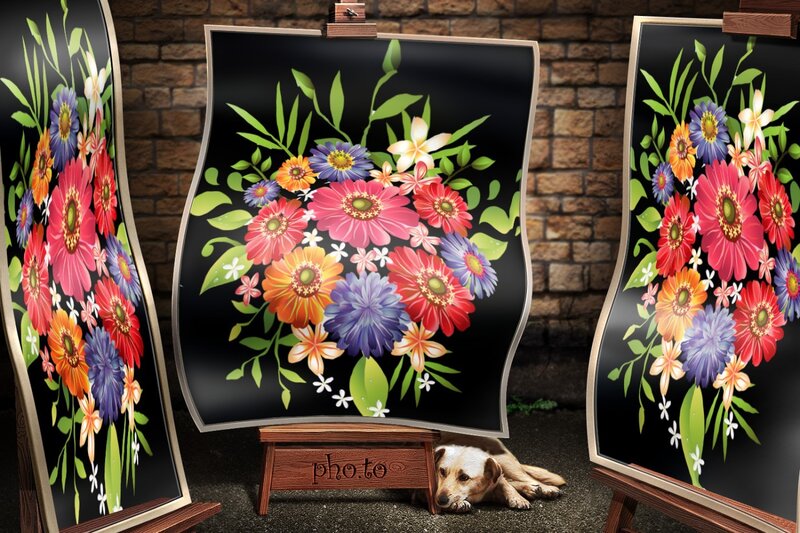 Dog under Paintings