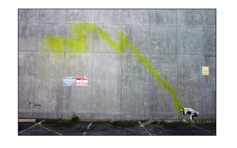 Dog Urinating on Wall — Gray