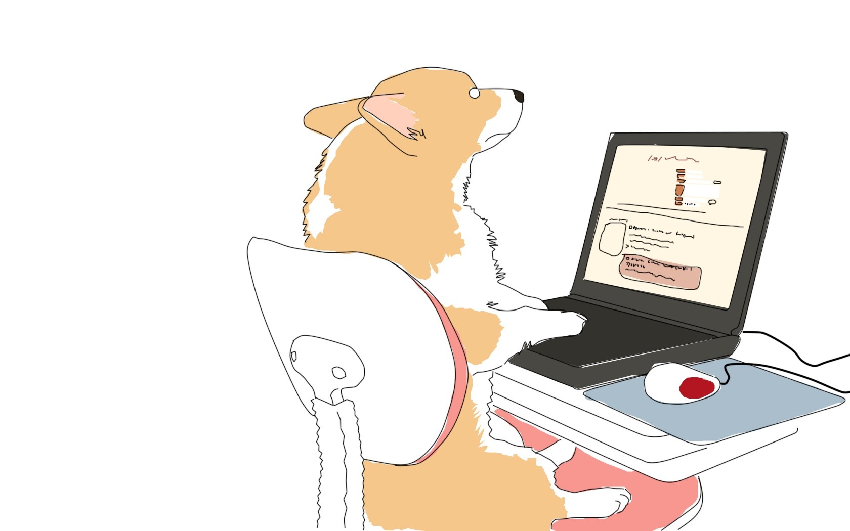 dog using laptop at desk