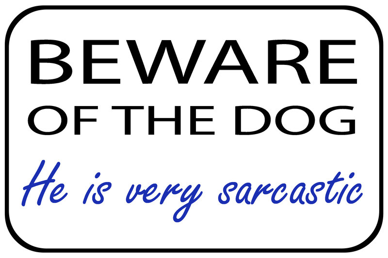 Dog Warning Sign — White