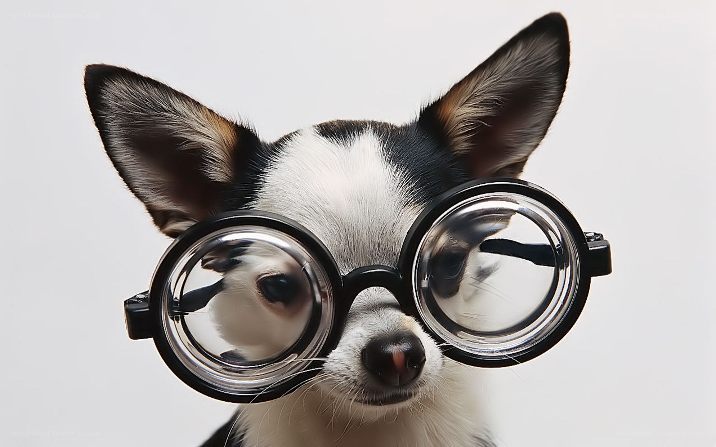 dog wearing glasses