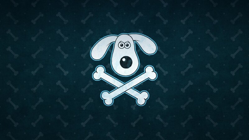 Dog with Bones — Blue, Playful