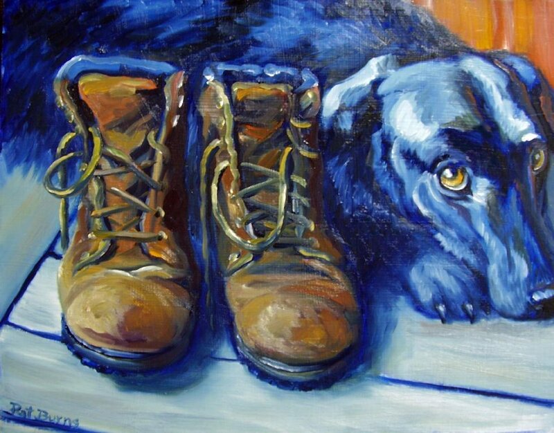 Dog with boots painting