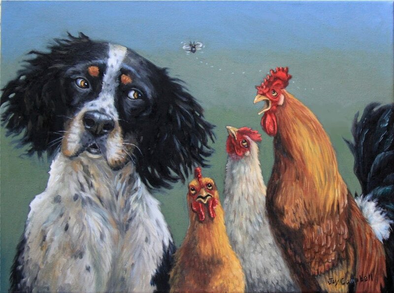 Dog with Chickens