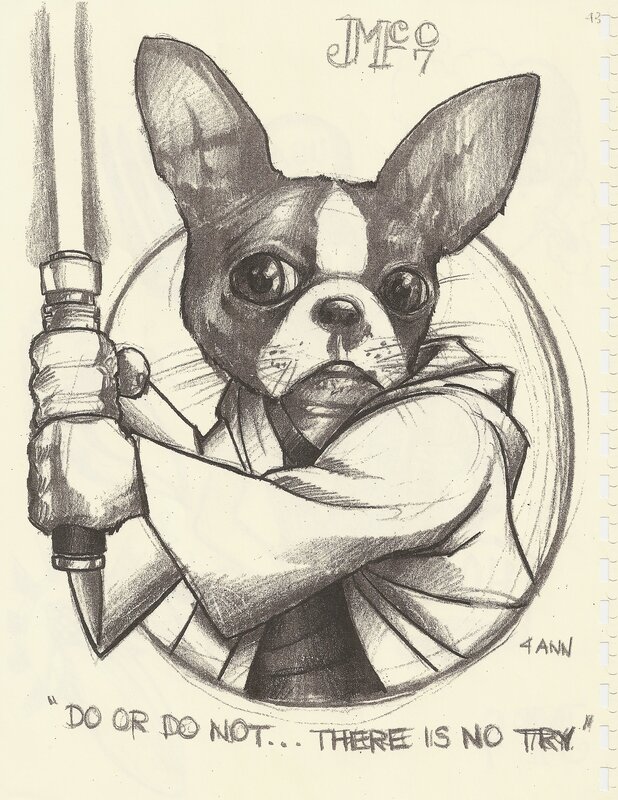 dog with lightsaber drawing