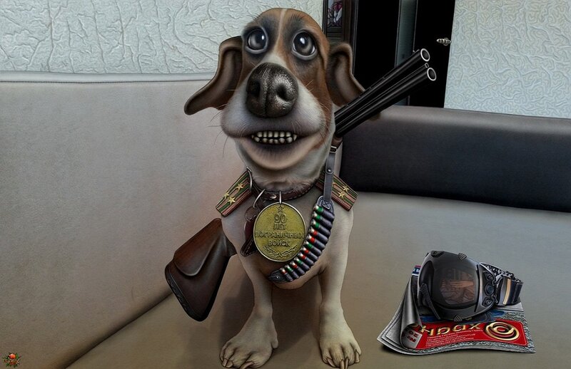 Dog with Medals and Gun
