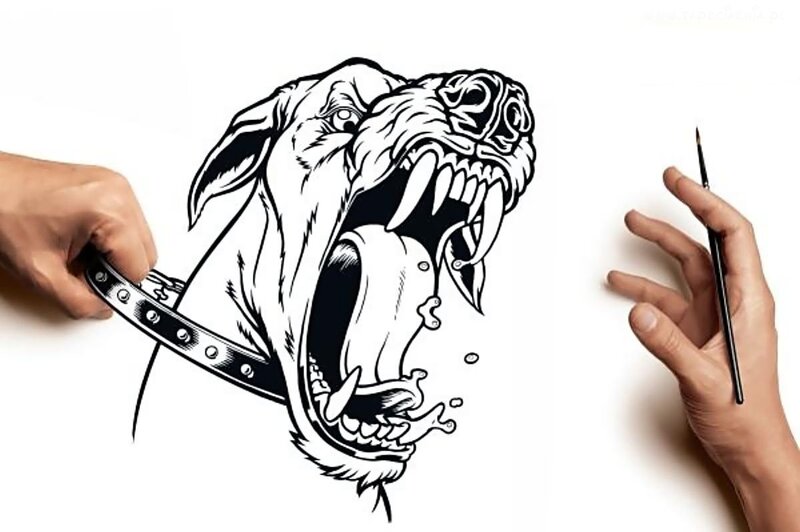 Dog with Open Mouth — Black