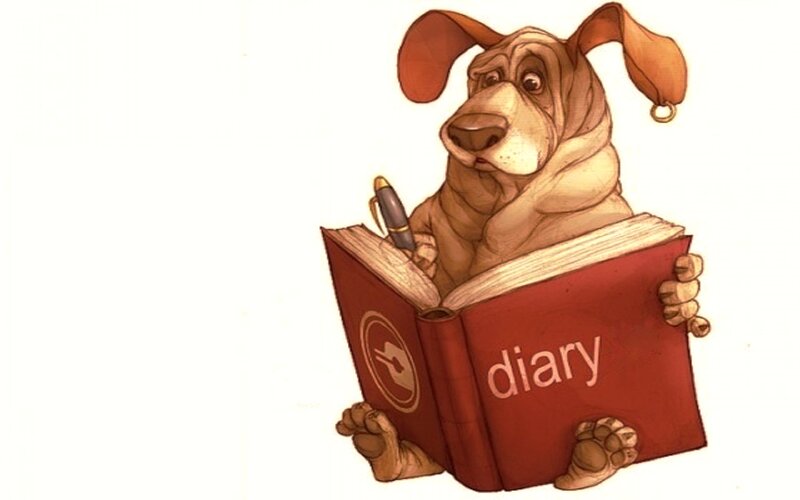 Dog Writing in Diary