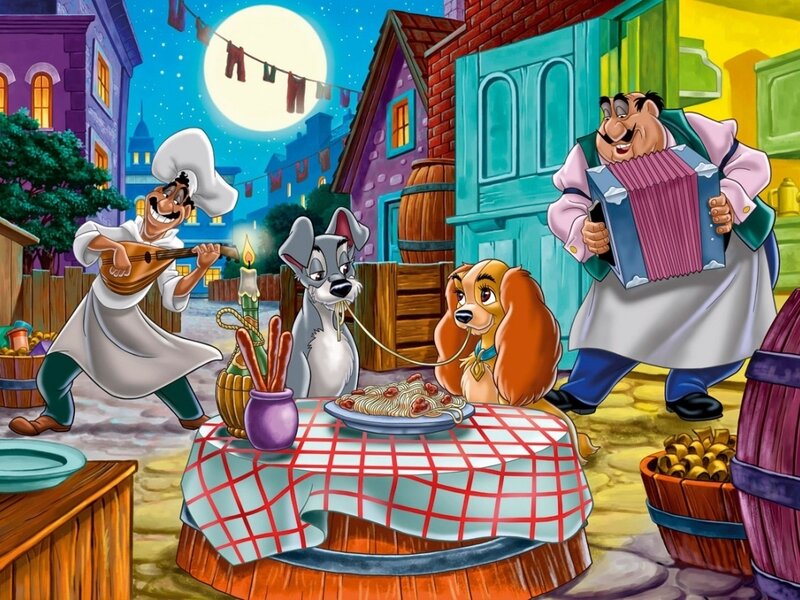 Dogs Eating Spaghetti — Red