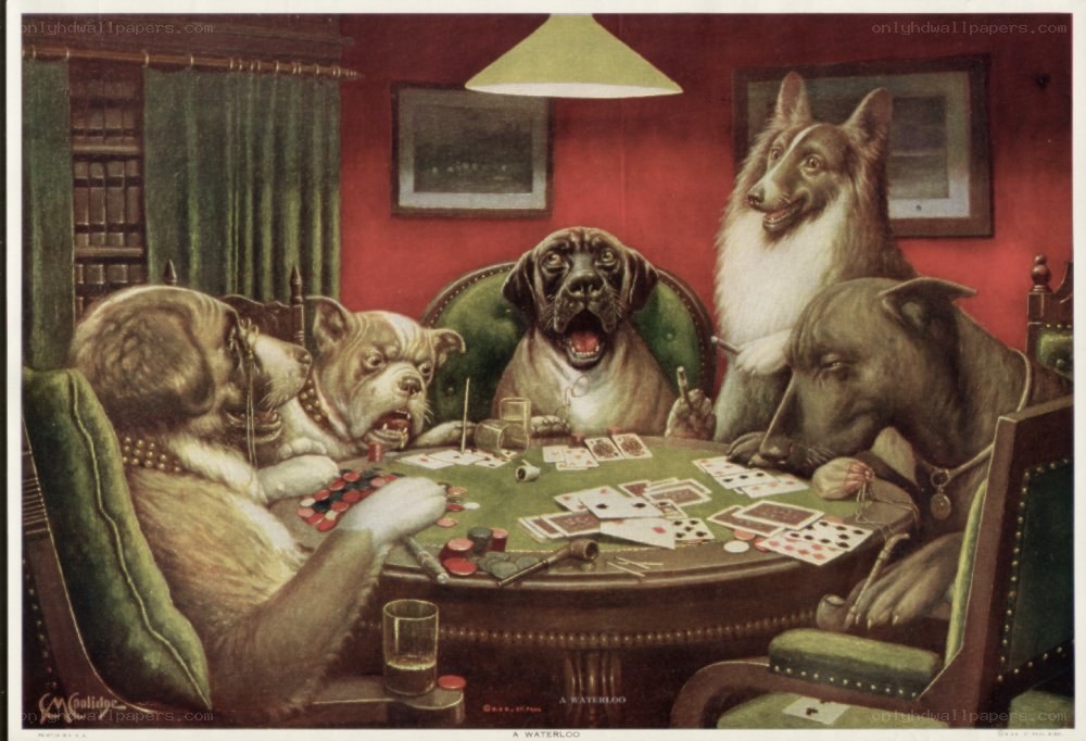 Dogs playing poker
