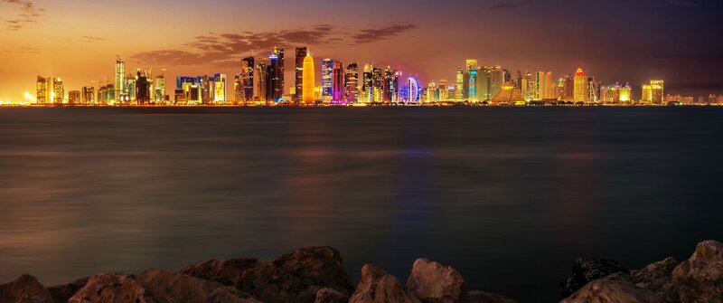 Doha Skyline at Dusk — Orange