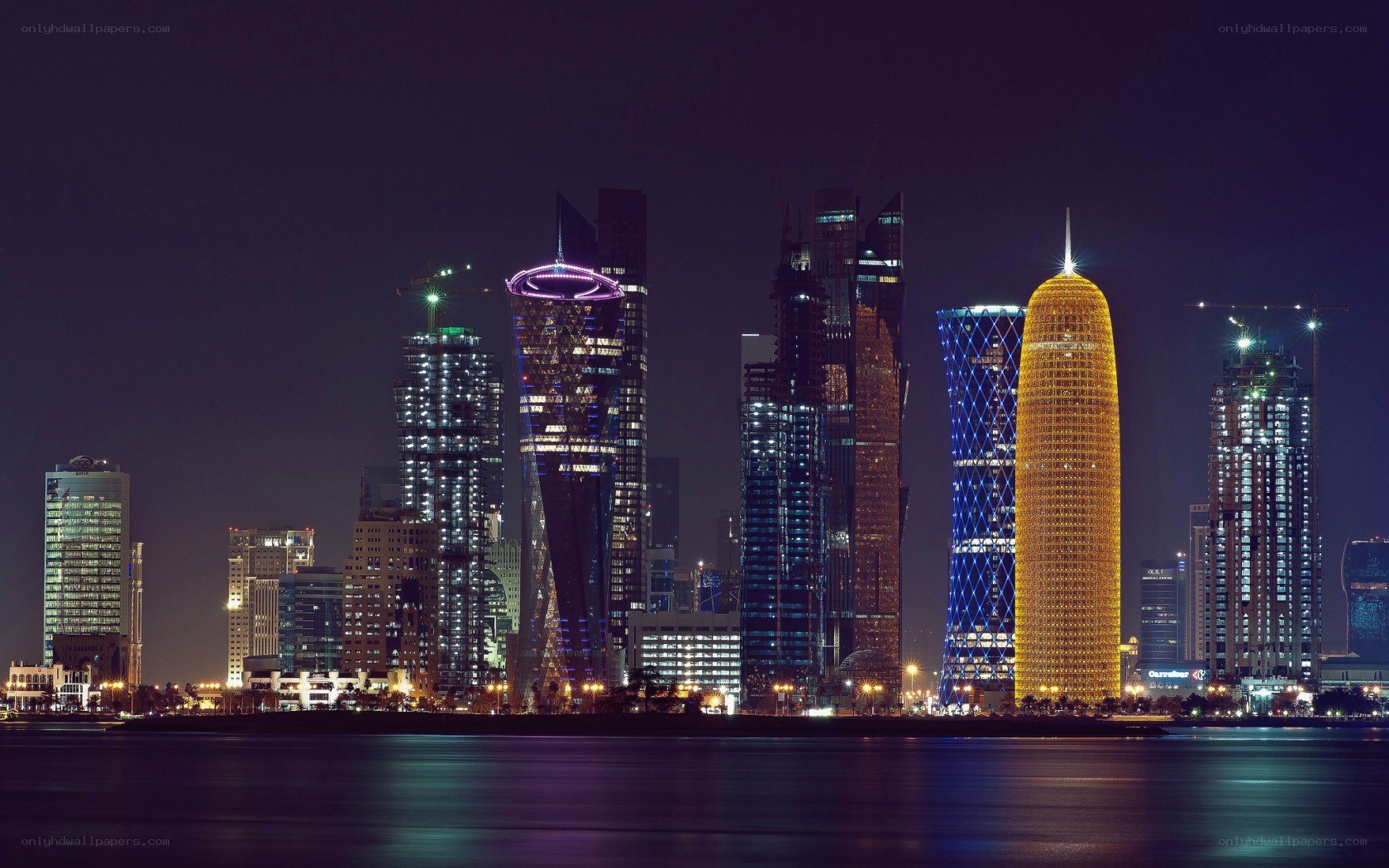 Doha skyline at night