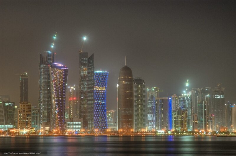 Doha skyline at night