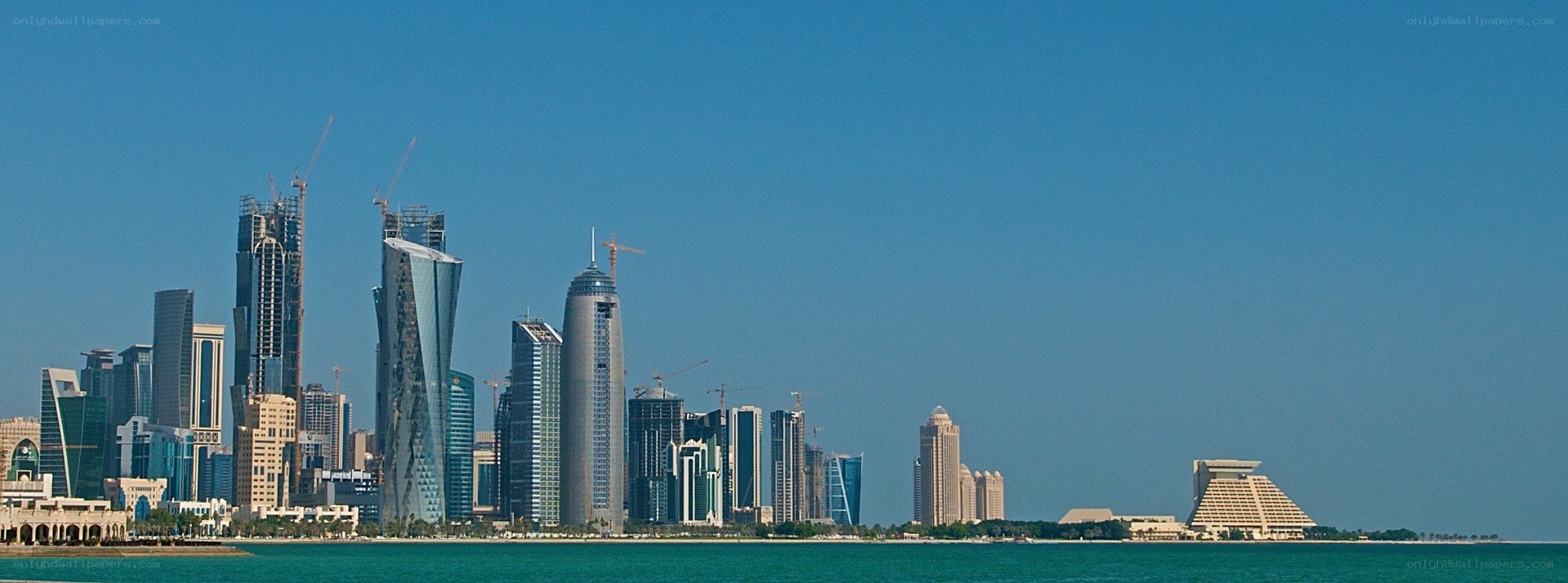 Doha skyline with skyscrapers