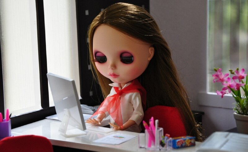 Doll at a Desk — White
