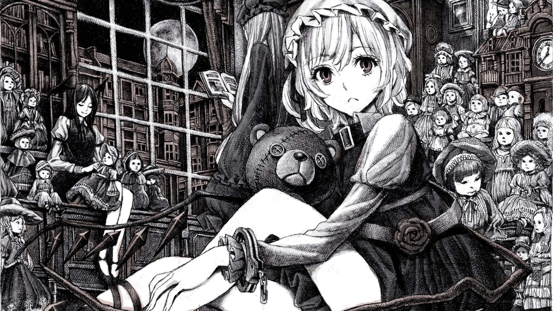 doll-filled room with girl