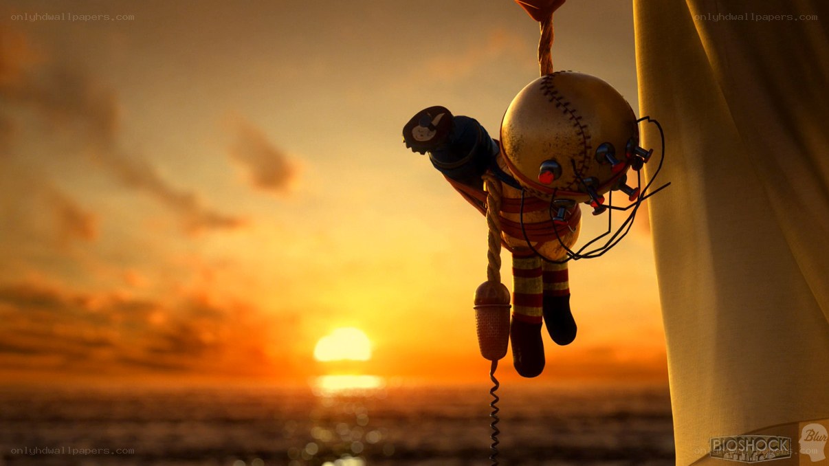 doll hanging at sunset