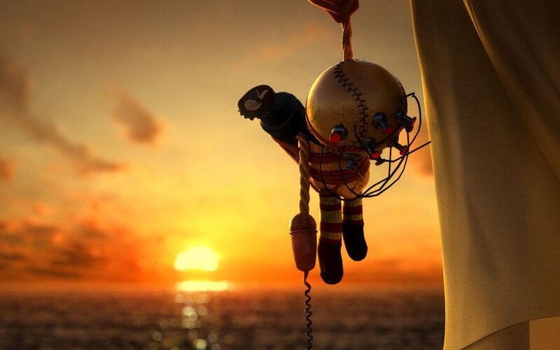 doll hanging at sunset