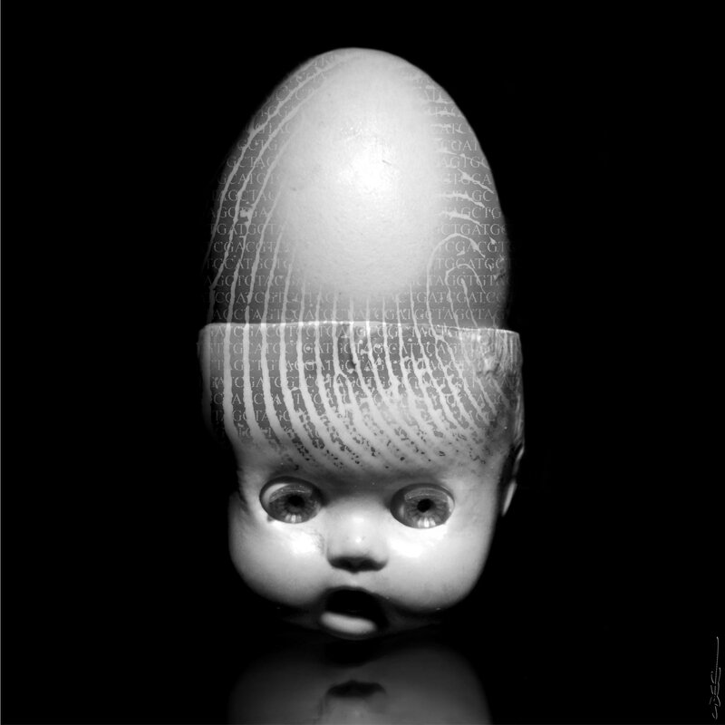 Doll Head with Code Overlay