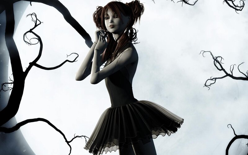 doll in a dark forest