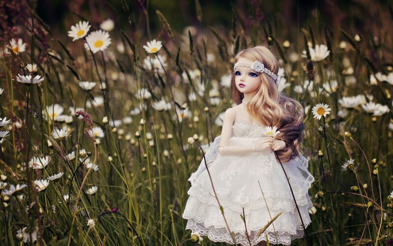 Doll in a Field — White, Serene