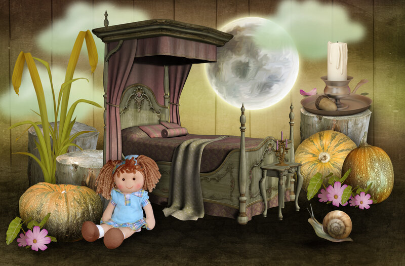 Doll in Bedroom — Brown