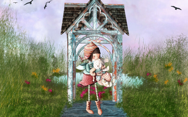 Doll in Garden Arch