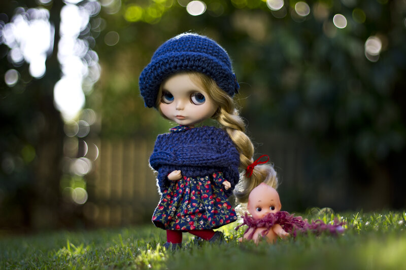Doll in Garden — Blue