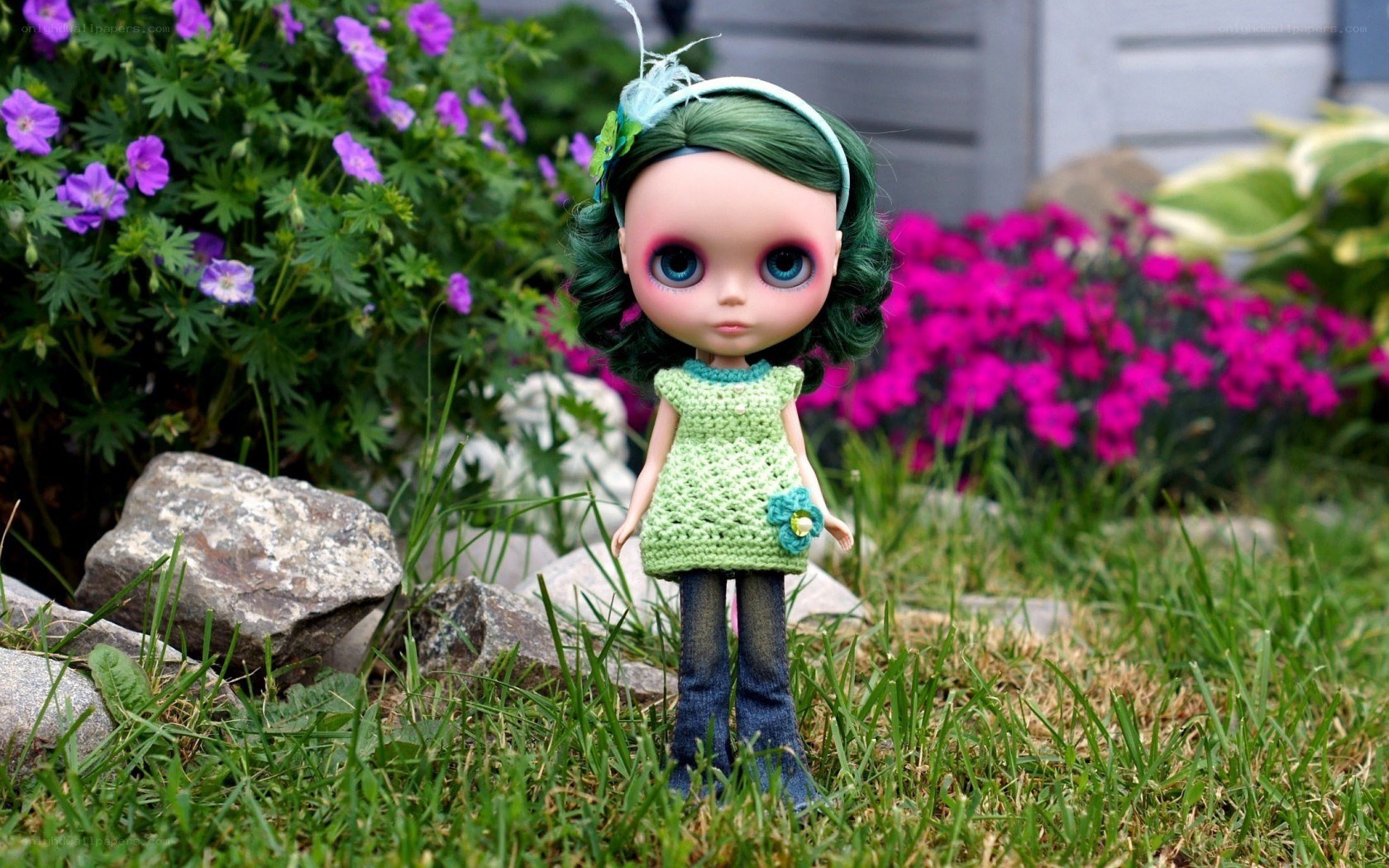 doll in garden setting