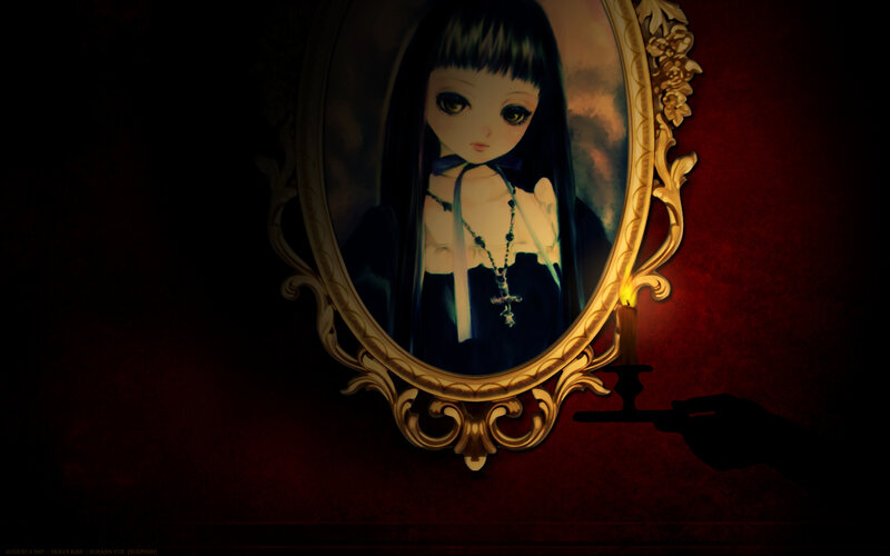 doll in ornate mirror