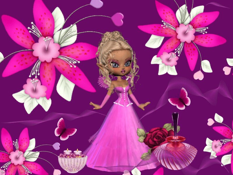 Doll in Pink Dress — Purple