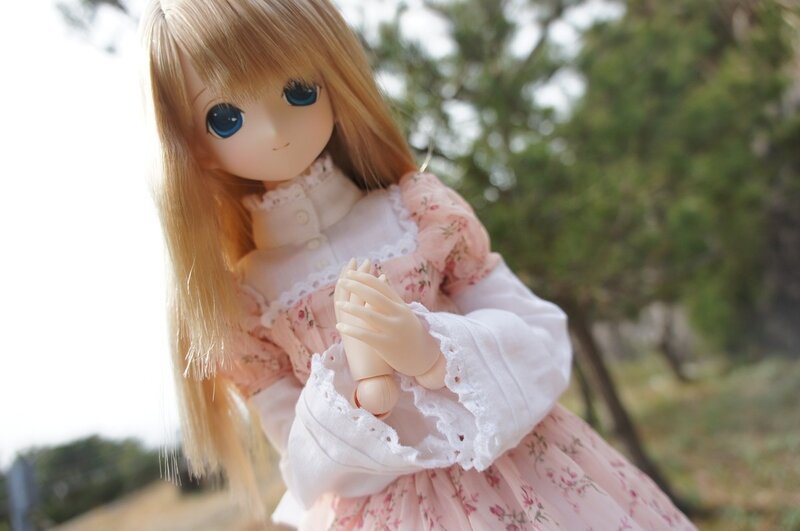 doll in pink floral dress