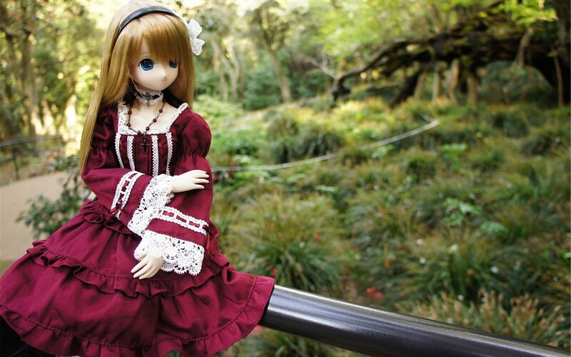 Doll in Red Dress — Maroon