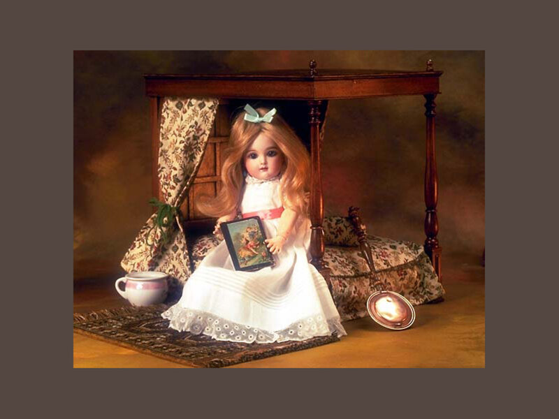 Doll in White Dress — Brown