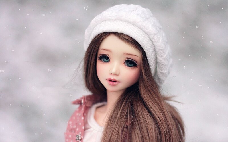 Doll in Winter Hat — White