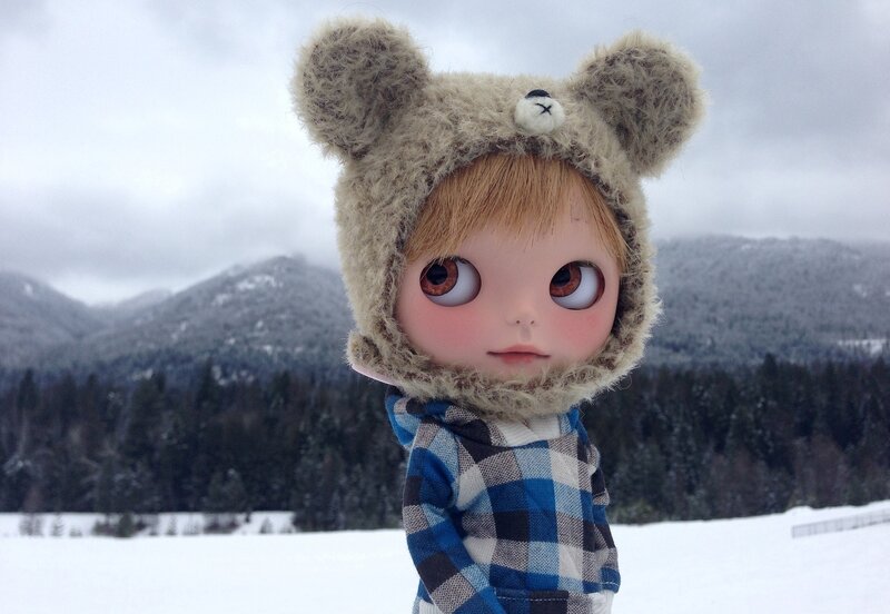 doll in winter landscape