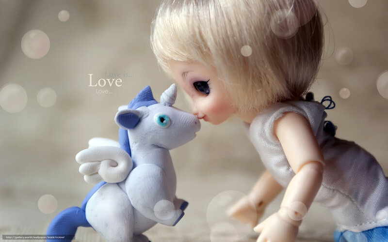doll kissing unicorn toy