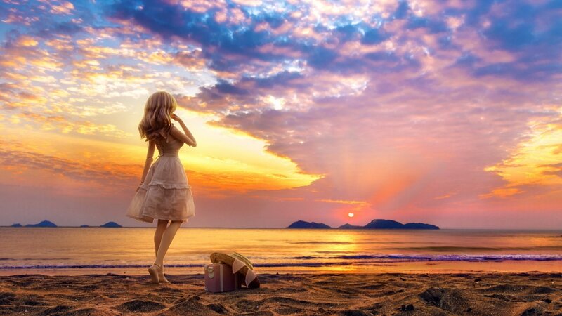 Doll on Beach at Sunset