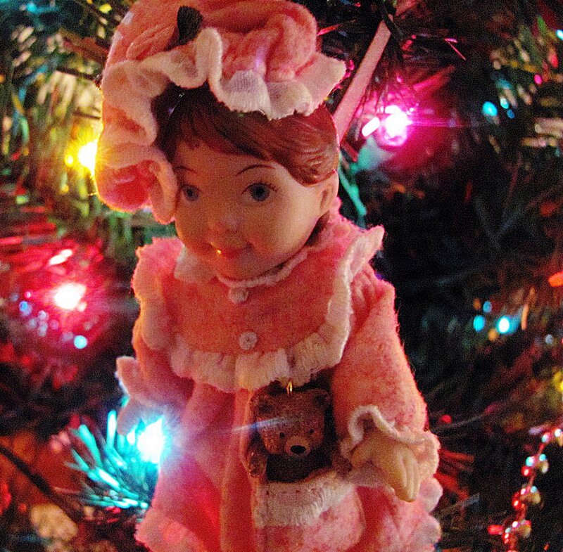 Doll Ornament on Tree — Pink