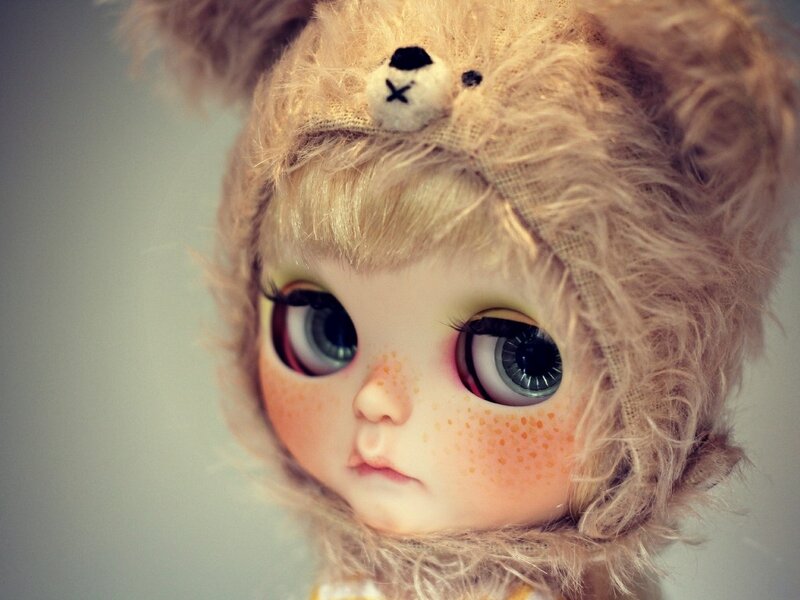 Doll with Bear Hat — Brown